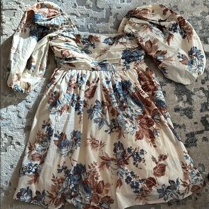 Abercrombie & Fitch Floral Dress - Cream, Blue, Brown